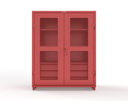 Extra Heavy Duty 14 GA Ventilated (Hex) Cabinet with 6 Half-Width Drawers, 3 Shelves - 60 In. W x 24 In. D x 75 In. H - 56-H-243-6/5DB-L-3001