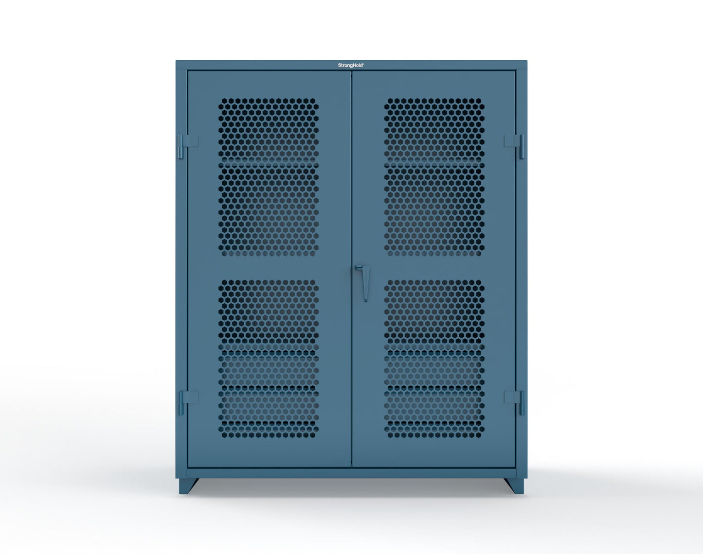 Extra Heavy Duty 14 GA Ventilated (Hex) Cabinet with 6 Half-Width Drawers, 3 Shelves - 60 In. W x 24 In. D x 75 In. H - 56-H-243-6/5DB-L-5001