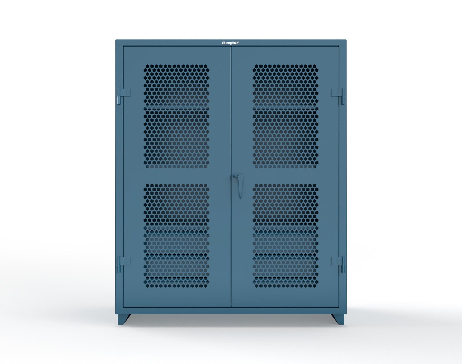 Extra Heavy Duty 14 GA Ventilated (Hex) Cabinet with 6 Half-Width Drawers, 3 Shelves - 60 In. W x 24 In. D x 75 In. H - 56-H-243-6/5DB-L-5001
