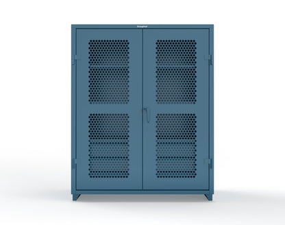 Extra Heavy Duty 14 GA Ventilated (Hex) Cabinet with 6 Half-Width Drawers, 3 Shelves - 60 In. W x 24 In. D x 75 In. H - 56-H-243-6/5DB-L-5001