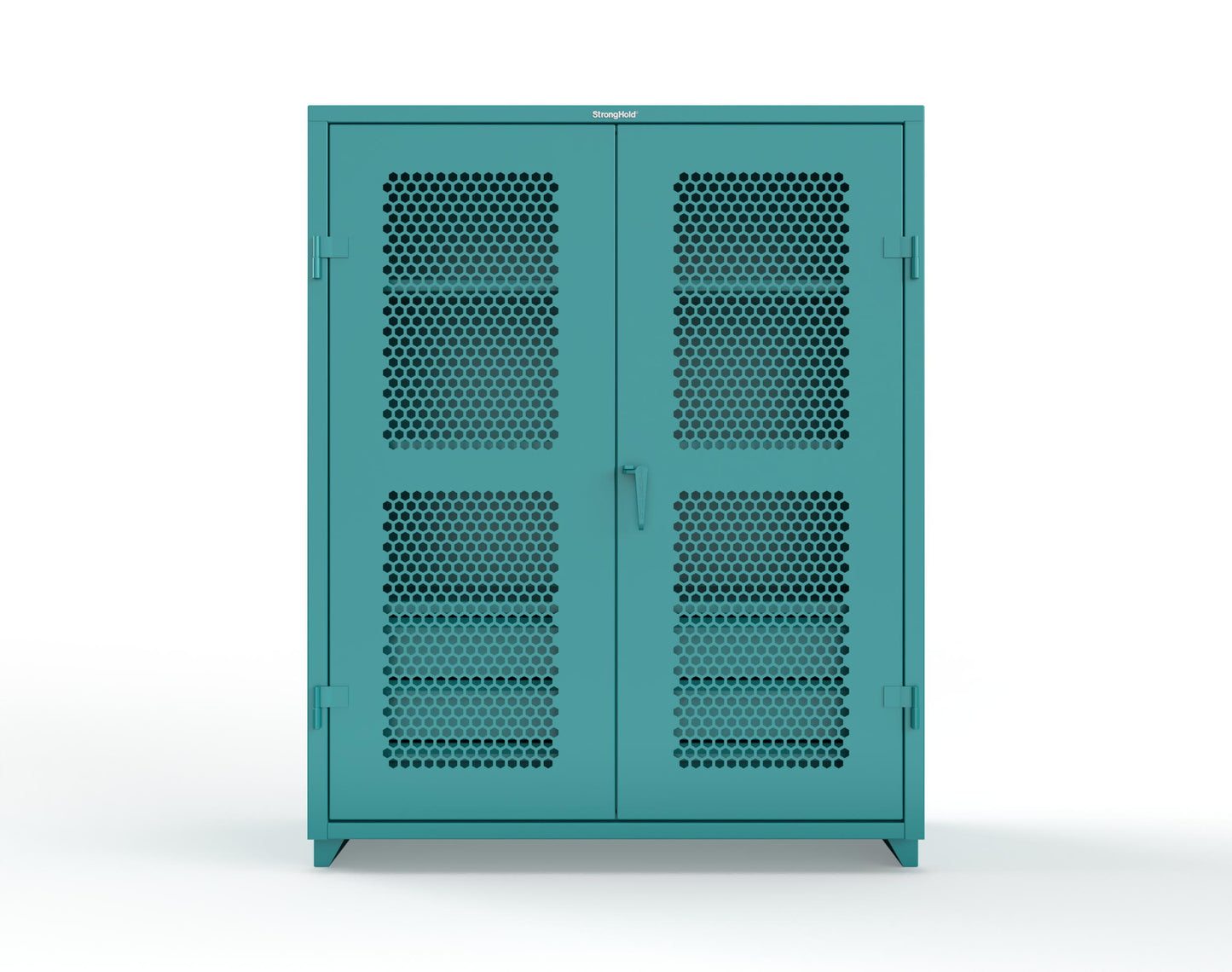 Extra Heavy Duty 14 GA Ventilated (Hex) Cabinet with 6 Half-Width Drawers, 3 Shelves - 60 In. W x 24 In. D x 75 In. H - 56-H-243-6/5DB-L-5021