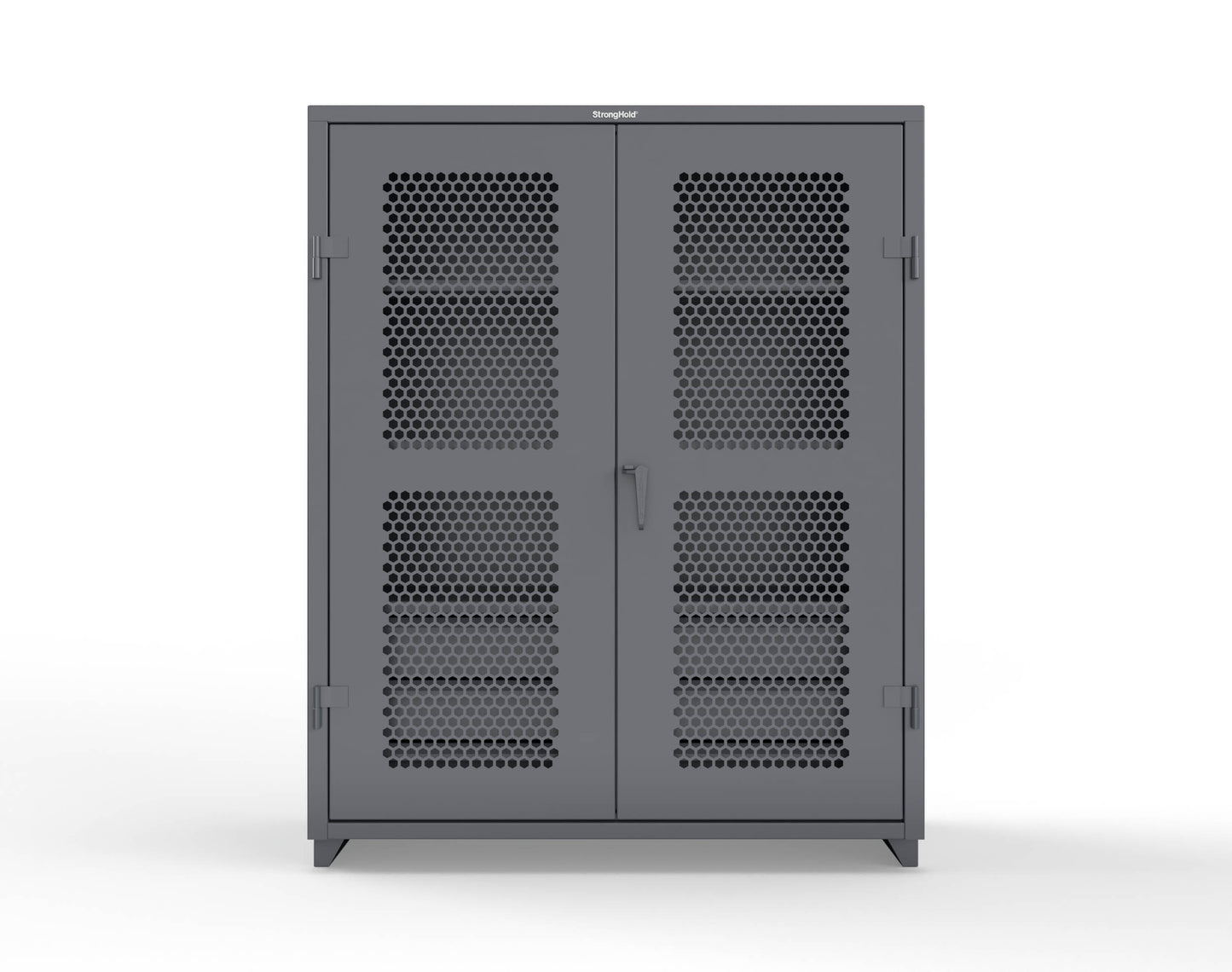 Extra Heavy Duty 14 GA Ventilated (Hex) Cabinet with 6 Half-Width Drawers, 3 Shelves - 60 In. W x 24 In. D x 75 In. H - 56-H-243-6/5DB-L-7024