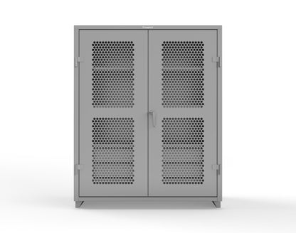 Extra Heavy Duty 14 GA Ventilated (Hex) Cabinet with 6 Half-Width Drawers, 3 Shelves - 60 In. W x 24 In. D x 75 In. H - 56-H-243-6/5DB-L-7037