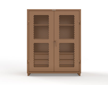 Extra Heavy Duty 14 GA Ventilated (Hex) Cabinet with 6 Half-Width Drawers, 3 Shelves - 60 In. W x 24 In. D x 75 In. H - 56-H-243-6/5DB-L-8008