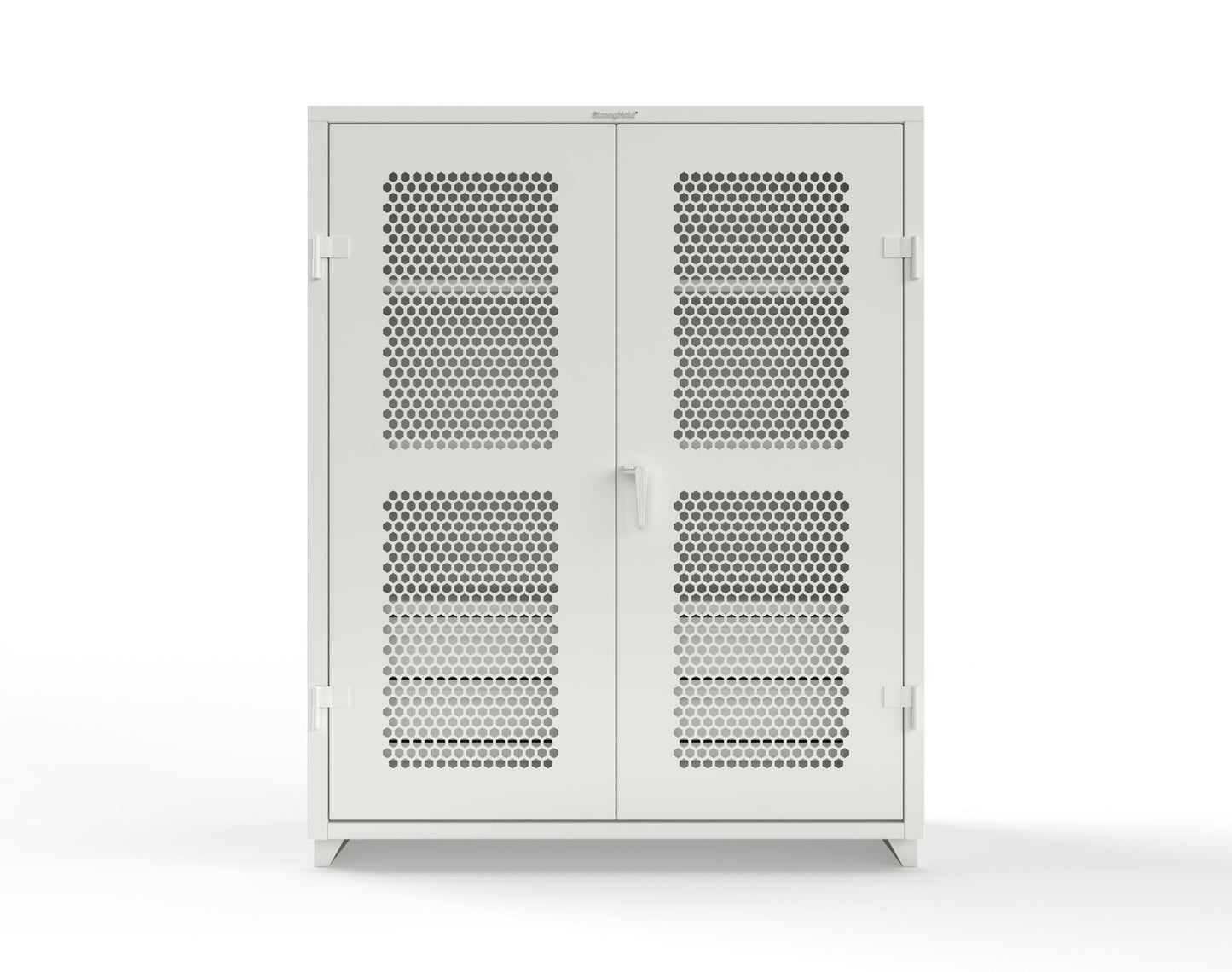Extra Heavy Duty 14 GA Ventilated (Hex) Cabinet with 6 Half-Width Drawers, 3 Shelves - 60 In. W x 24 In. D x 75 In. H - 56-H-243-6/5DB-L-9003