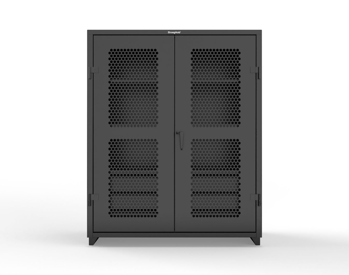 Extra Heavy Duty 14 GA Ventilated (Hex) Cabinet with 6 Half-Width Drawers, 3 Shelves - 60 In. W x 24 In. D x 75 In. H - 56-H-243-6/5DB-L-9005