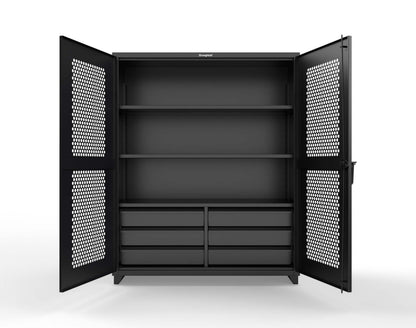 Extra Heavy Duty 14 GA Ventilated (Hex) Cabinet with 6 Half-Width Drawers, 3 Shelves - 60 In. W x 24 In. D x 75 In. H - 56-H-243-6/5DB-L-9005