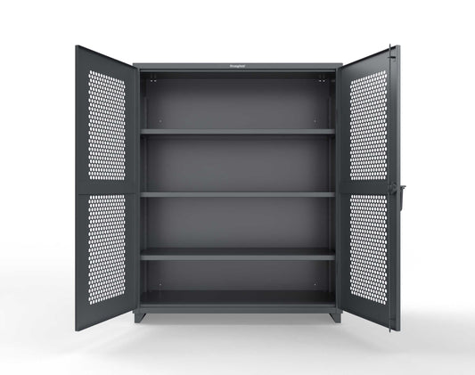 Extra Heavy Duty 14 GA Cabinet with Ventilated (Hex) Doors - 60 In. W x 24 In. D x 75 In. H - 56-H-243-L-7024