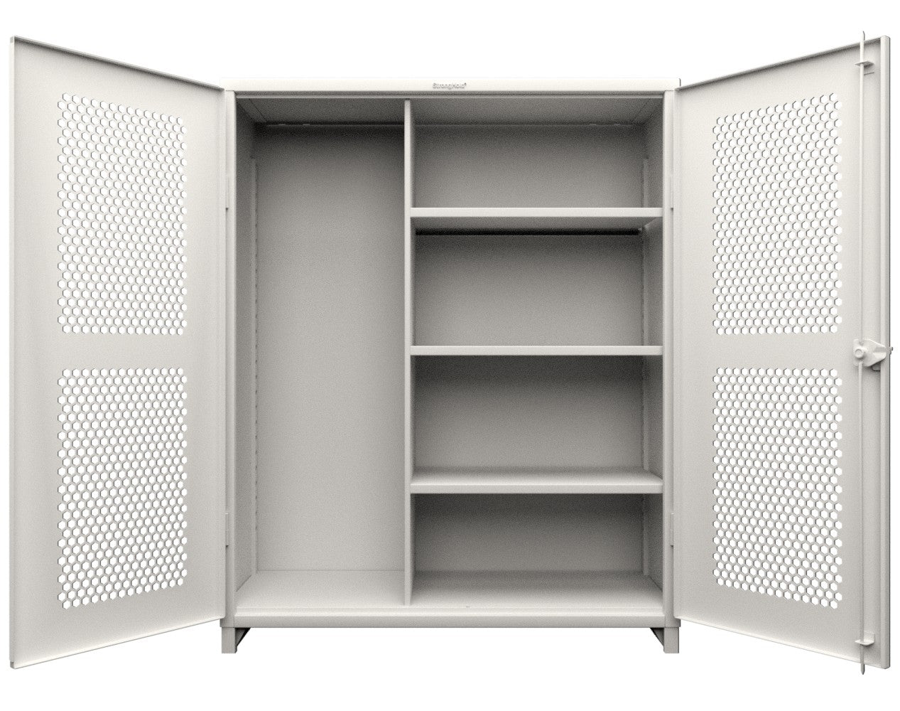 Extra Heavy Duty 14 GA Ventilated (Hex) Janitorial Cabinet with 3 Shelves - 60 In. W x 24 In. D x 75 In. H