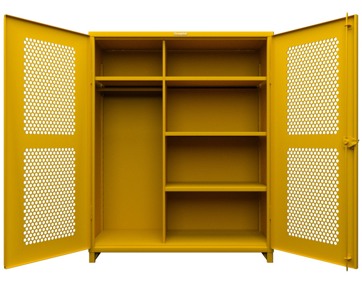 Extra Heavy Duty 14 GA Ventilated (Hex) Uniform Cabinet with 4 Shelves - 60 In. W x 24 In. D x 75 In. H