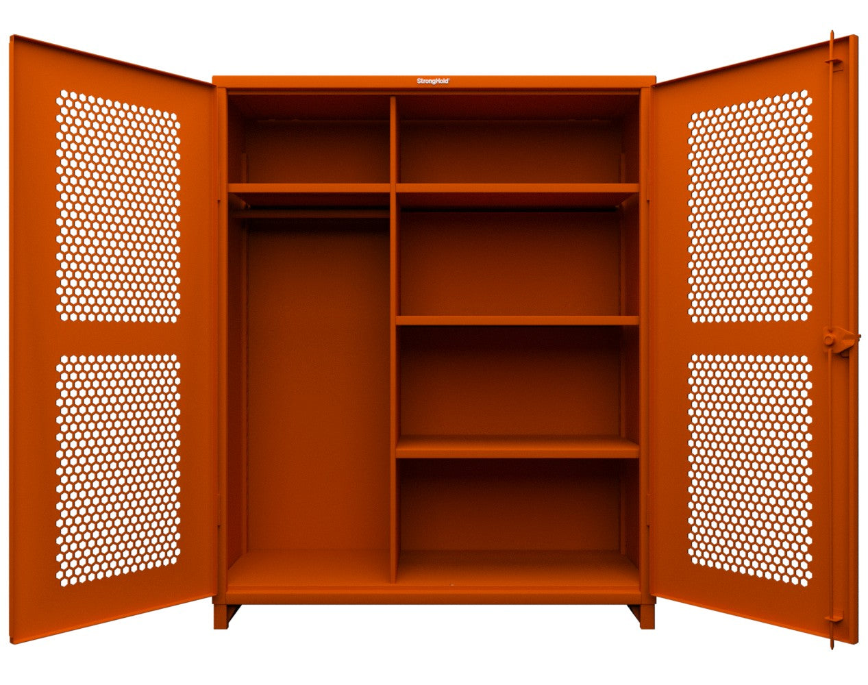 Extra Heavy Duty 14 GA Ventilated (Hex) Uniform Cabinet with 4 Shelves - 60 In. W x 24 In. D x 75 In. H