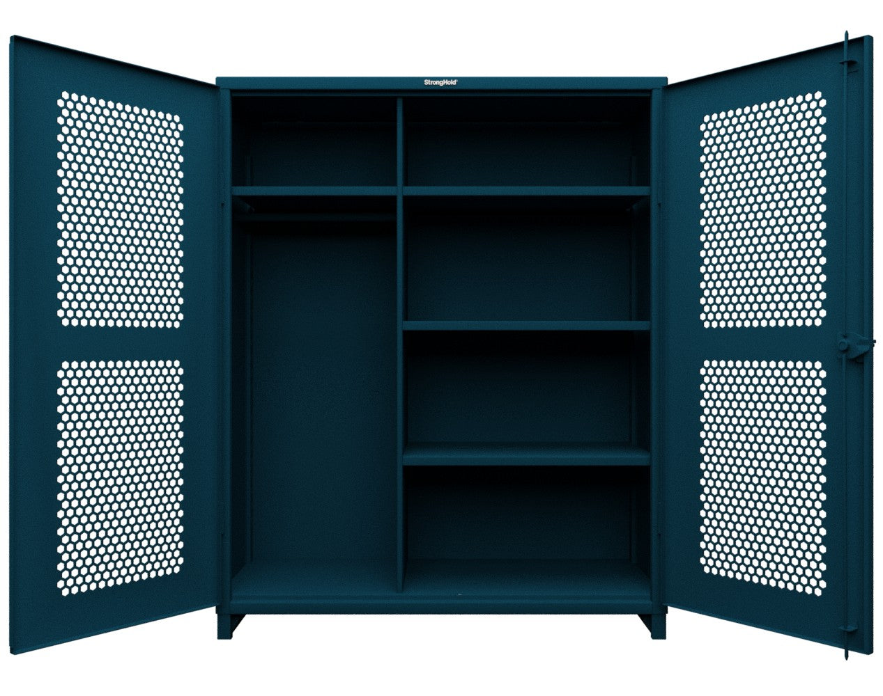 Extra Heavy Duty 14 GA Ventilated (Hex) Uniform Cabinet with 4 Shelves - 60 In. W x 24 In. D x 75 In. H