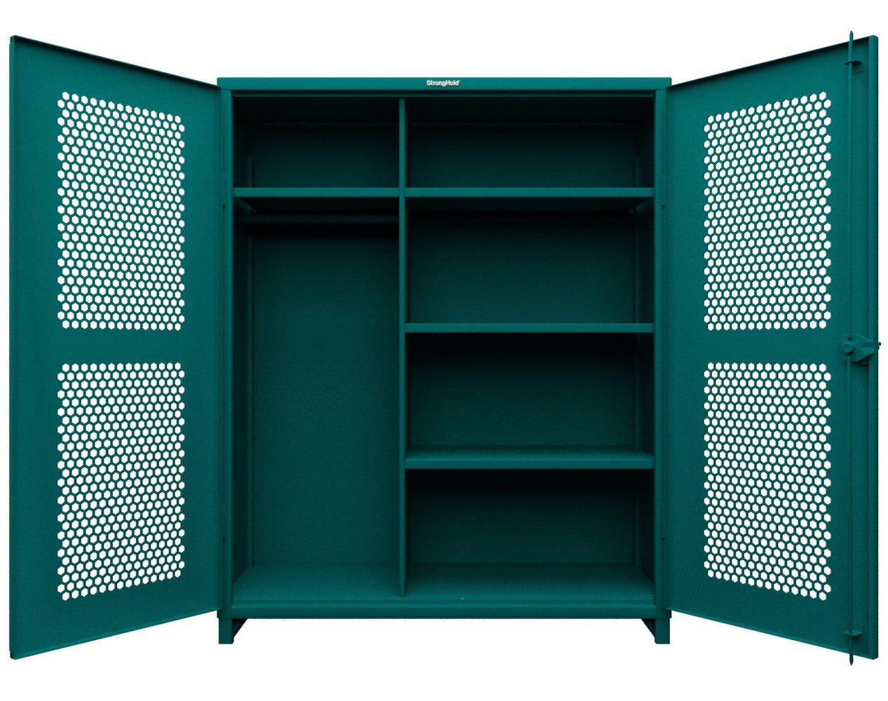 Extra Heavy Duty 14 GA Ventilated (Hex) Uniform Cabinet with 4 Shelves - 60 In. W x 24 In. D x 75 In. H