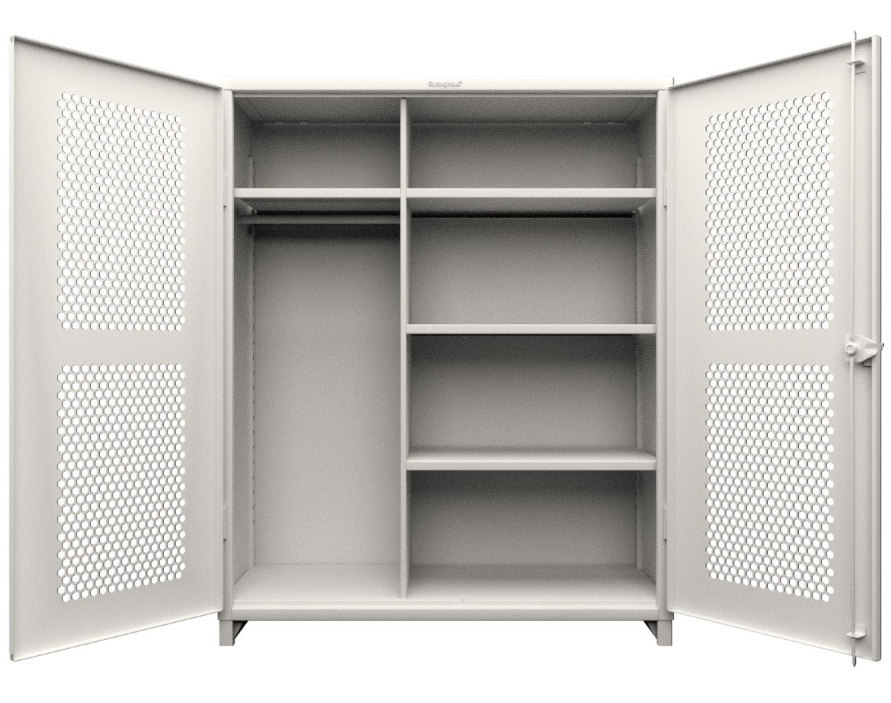 Extra Heavy Duty 14 GA Ventilated (Hex) Uniform Cabinet with 4 Shelves - 60 In. W x 24 In. D x 75 In. H