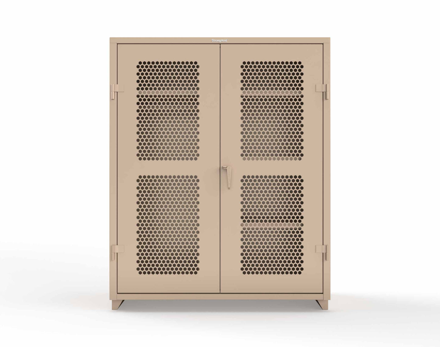 Extra Heavy Duty 14 GA Ventilated (Hex) Uniform Cabinet with 4 Shelves - 60 In. W x 24 In. D x 75 In. H - 56-H-W-244-L-1019
