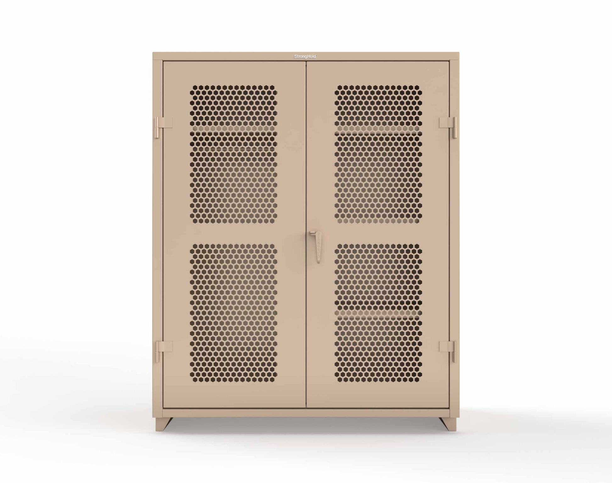 Extra Heavy Duty 14 GA Ventilated (Hex) Uniform Cabinet with 4 Shelves - 60 In. W x 24 In. D x 75 In. H - 56-H-W-244-L-1019