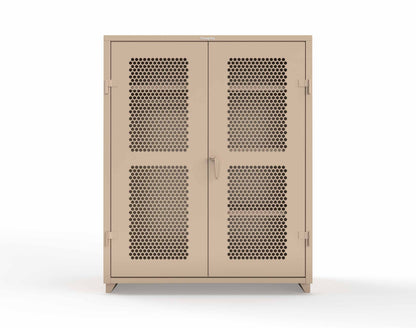 Extra Heavy Duty 14 GA Ventilated (Hex) Uniform Cabinet with 4 Shelves - 60 In. W x 24 In. D x 75 In. H - 56-H-W-244-L-1019