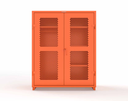 Extra Heavy Duty 14 GA Ventilated (Hex) Uniform Cabinet with 4 Shelves - 60 In. W x 24 In. D x 75 In. H - 56-H-W-244-L-2009