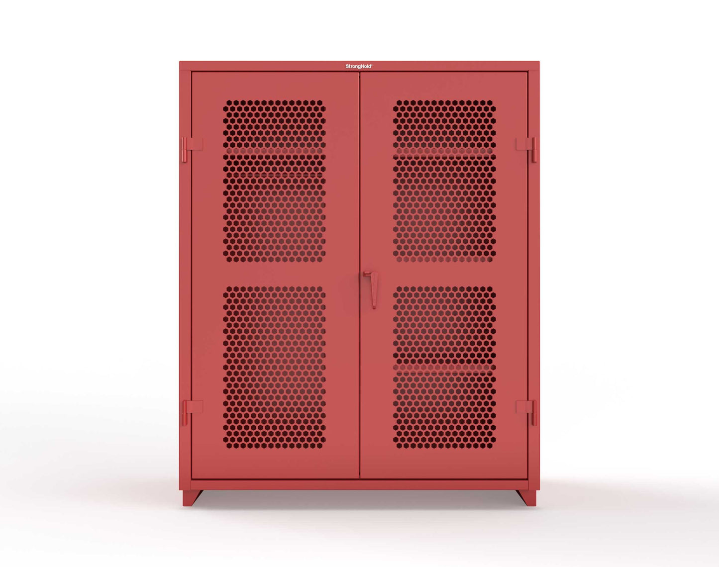 Extra Heavy Duty 14 GA Ventilated (Hex) Uniform Cabinet with 4 Shelves - 60 In. W x 24 In. D x 75 In. H - 56-H-W-244-L-3001