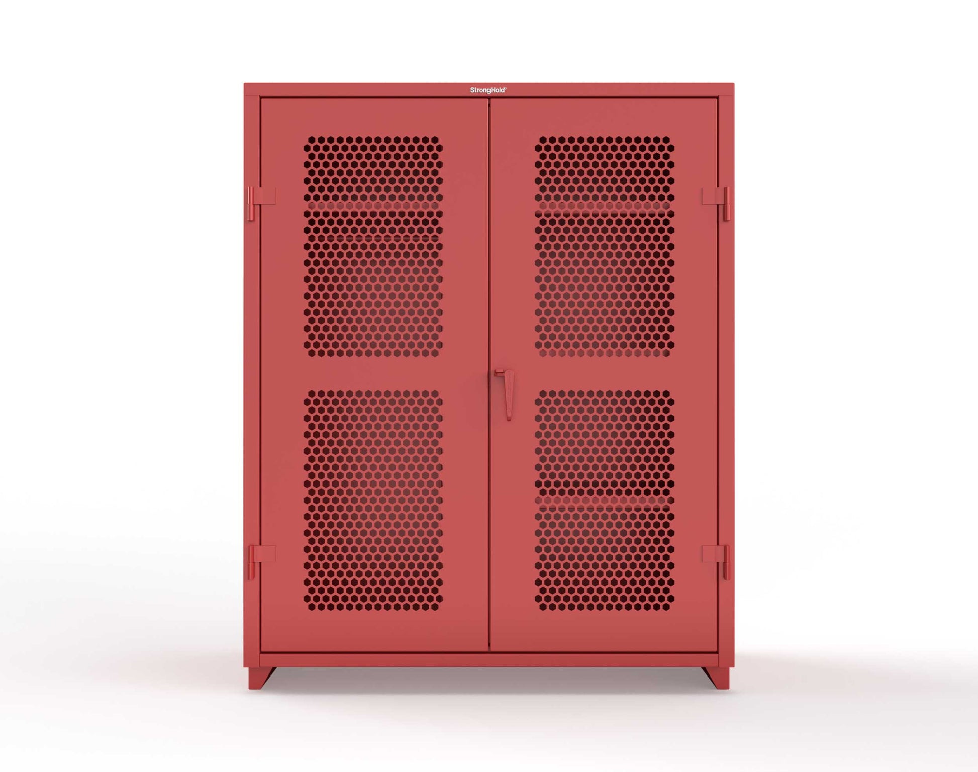 Extra Heavy Duty 14 GA Ventilated (Hex) Uniform Cabinet with 4 Shelves - 60 In. W x 24 In. D x 75 In. H - 56-H-W-244-L-3001