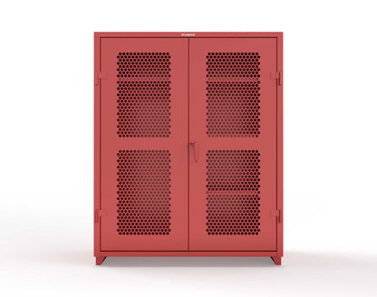 Extra Heavy Duty 14 GA Ventilated (Hex) Uniform Cabinet with 4 Shelves - 60 In. W x 24 In. D x 75 In. H - 56-H-W-244-L-3001