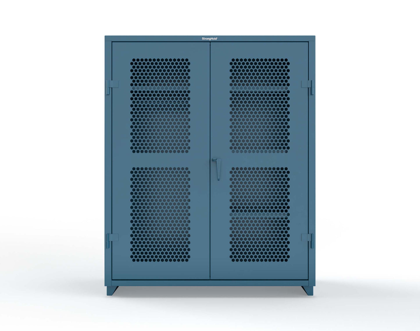 Extra Heavy Duty 14 GA Ventilated (Hex) Uniform Cabinet with 4 Shelves - 60 In. W x 24 In. D x 75 In. H - 56-H-W-244-L-5001