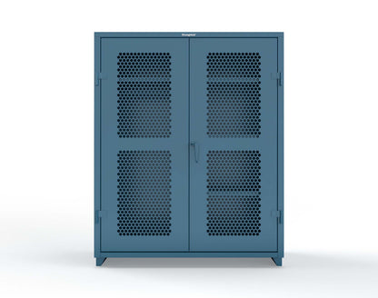 Extra Heavy Duty 14 GA Ventilated (Hex) Uniform Cabinet with 4 Shelves - 60 In. W x 24 In. D x 75 In. H - 56-H-W-244-L-5001