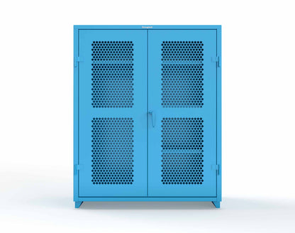 Extra Heavy Duty 14 GA Ventilated (Hex) Uniform Cabinet with 4 Shelves - 60 In. W x 24 In. D x 75 In. H - 56-H-W-244-L-5012