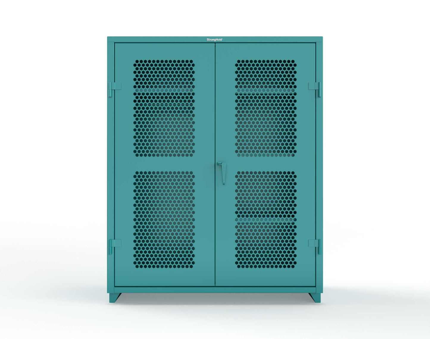 Extra Heavy Duty 14 GA Ventilated (Hex) Uniform Cabinet with 4 Shelves - 60 In. W x 24 In. D x 75 In. H - 56-H-W-244-L-5021