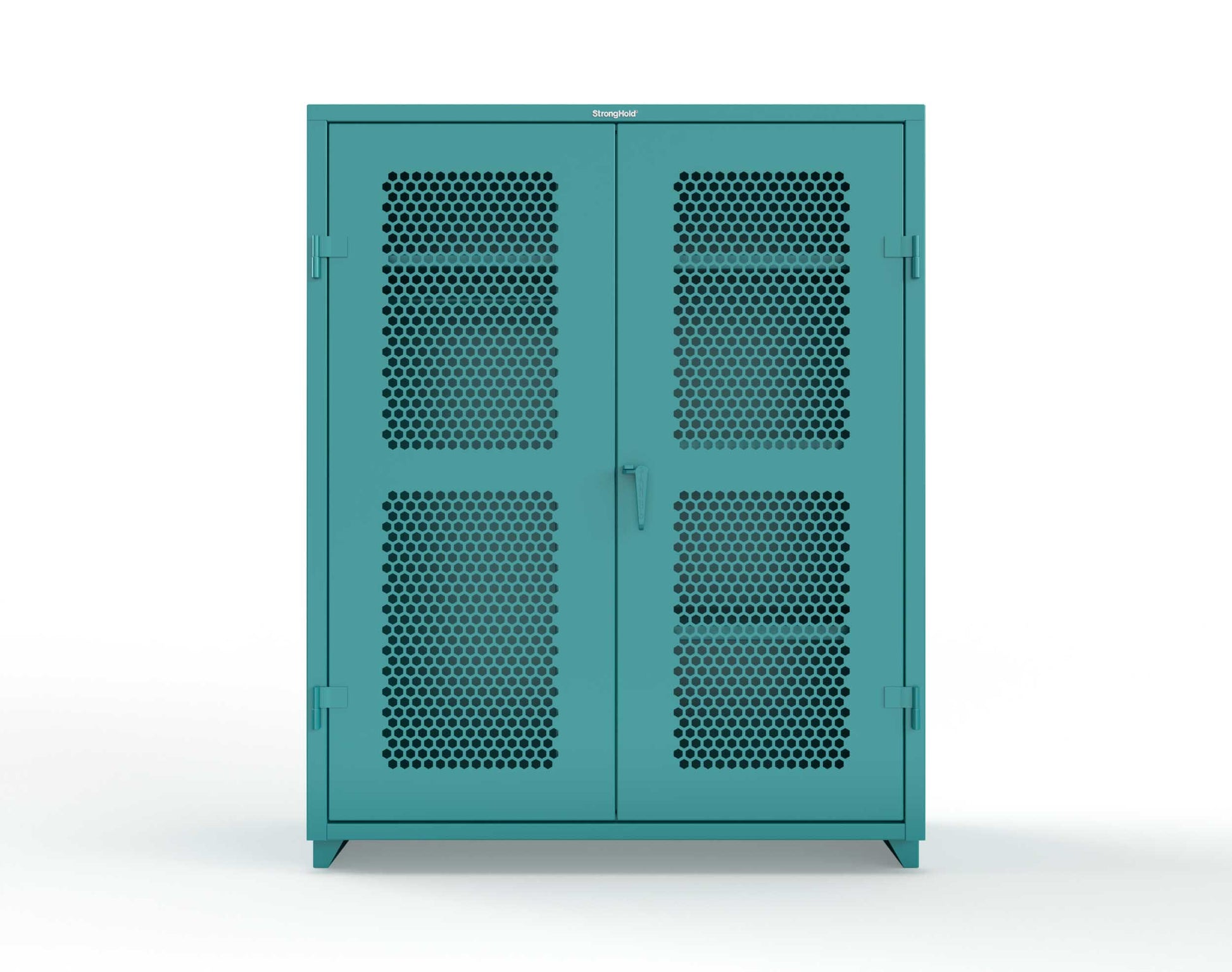 Extra Heavy Duty 14 GA Ventilated (Hex) Uniform Cabinet with 4 Shelves - 60 In. W x 24 In. D x 75 In. H - 56-H-W-244-L-5021