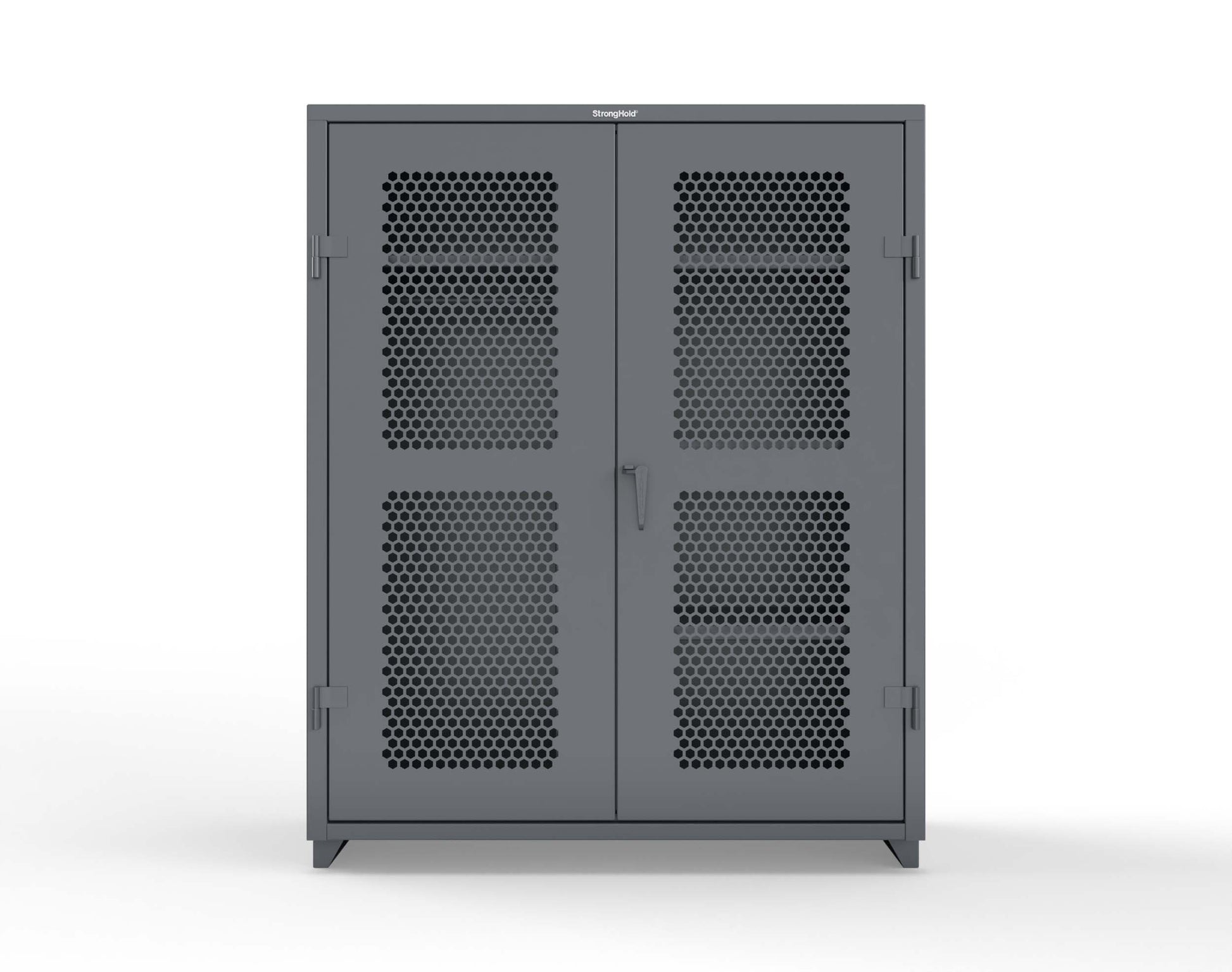 Extra Heavy Duty 14 GA Ventilated (Hex) Uniform Cabinet with 4 Shelves - 60 In. W x 24 In. D x 75 In. H - 56-H-W-244-L-7024