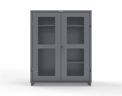 Extra Heavy Duty 14 GA Ventilated (Hex) Uniform Cabinet with 4 Shelves - 60 In. W x 24 In. D x 75 In. H - 56-H-W-244-L-7024