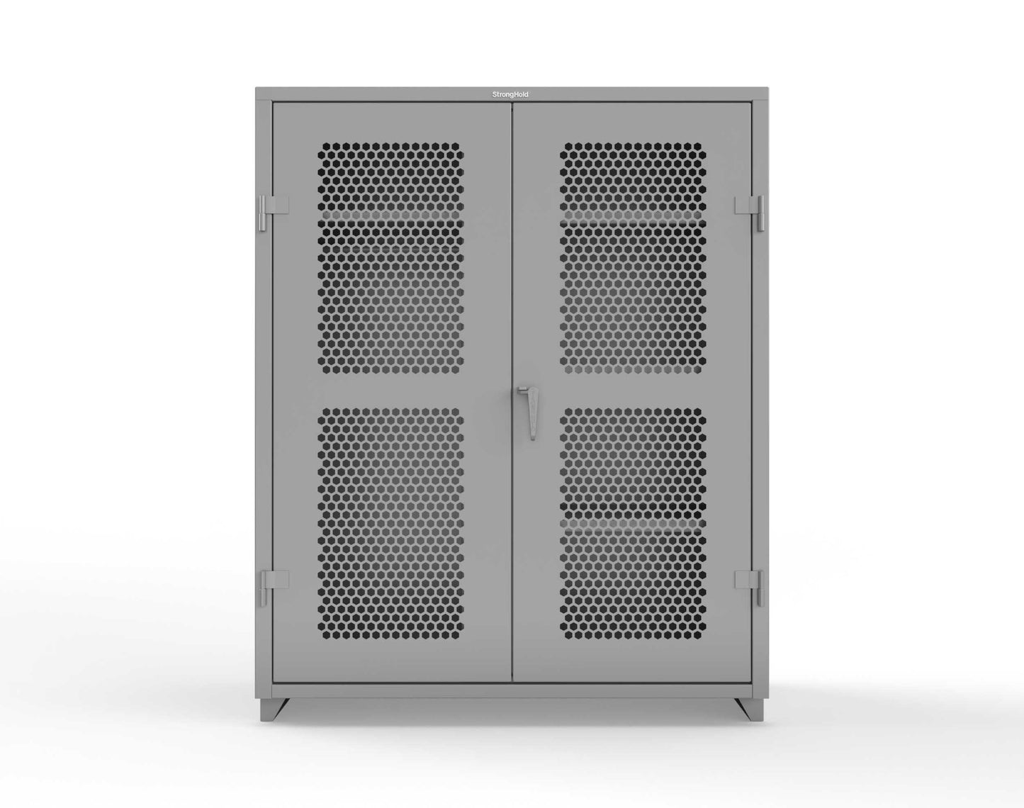 Extra Heavy Duty 14 GA Ventilated (Hex) Uniform Cabinet with 4 Shelves - 60 In. W x 24 In. D x 75 In. H - 56-H-W-244-L-7037