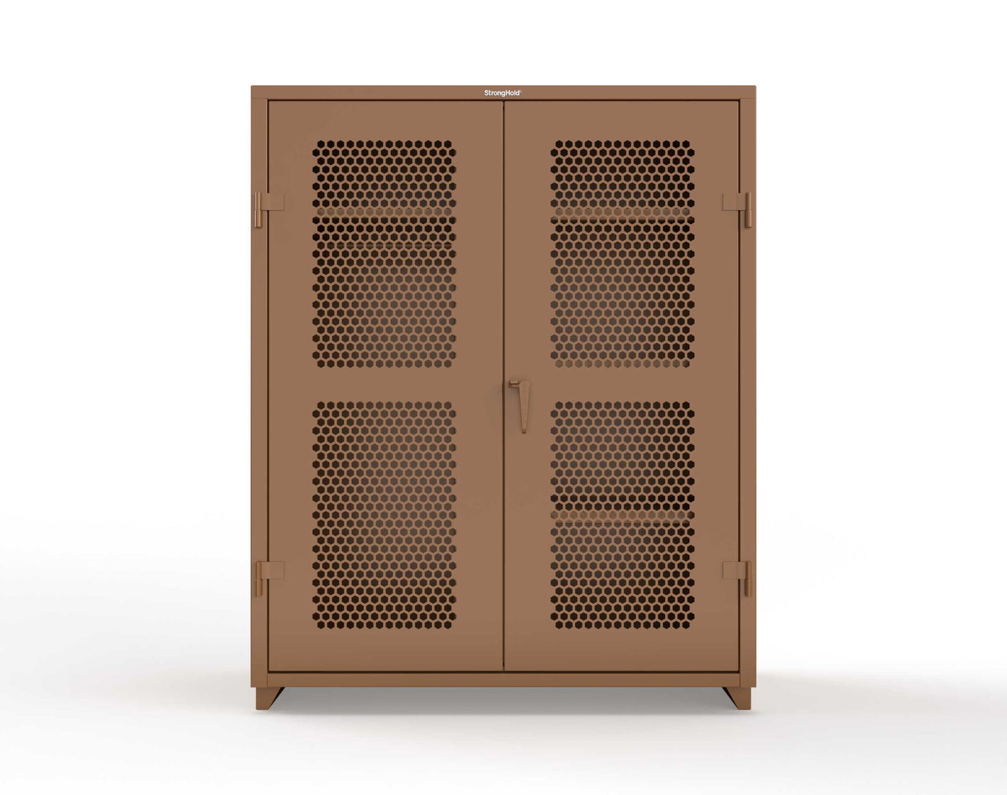 Extra Heavy Duty 14 GA Ventilated (Hex) Uniform Cabinet with 4 Shelves - 60 In. W x 24 In. D x 75 In. H - 56-H-W-244-L-8008