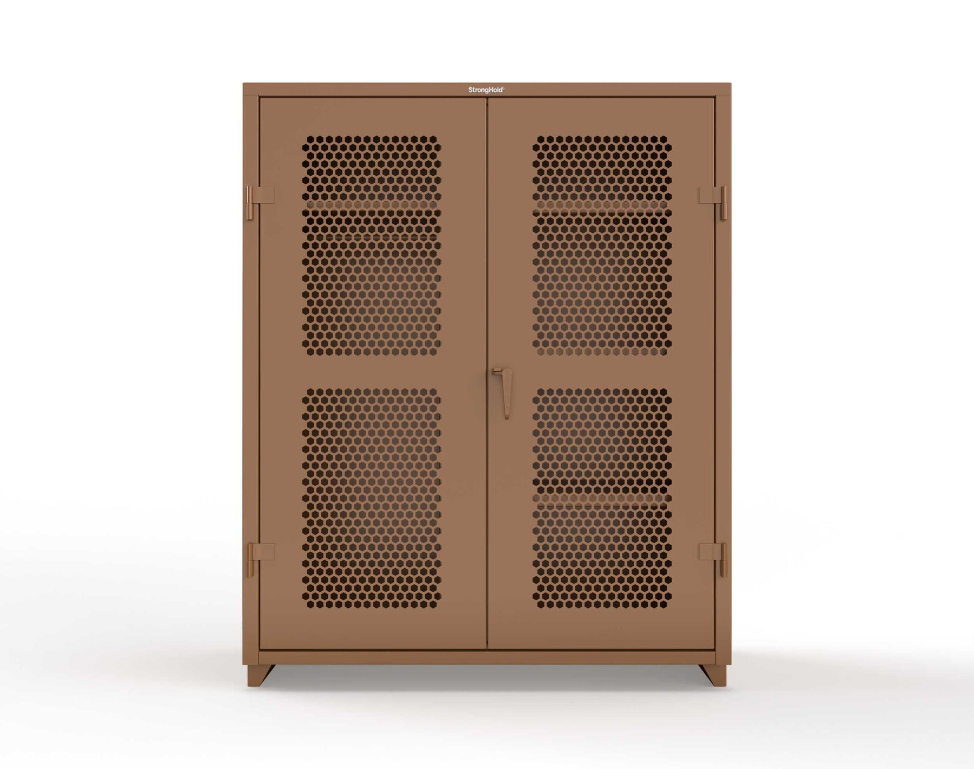 Extra Heavy Duty 14 GA Ventilated (Hex) Uniform Cabinet with 4 Shelves - 60 In. W x 24 In. D x 75 In. H - 56-H-W-244-L-8008