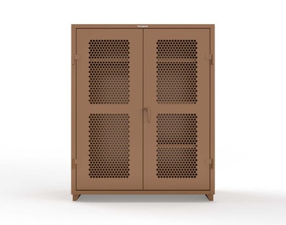 Extra Heavy Duty 14 GA Ventilated (Hex) Uniform Cabinet with 4 Shelves - 60 In. W x 24 In. D x 75 In. H - 56-H-W-244-L-8008