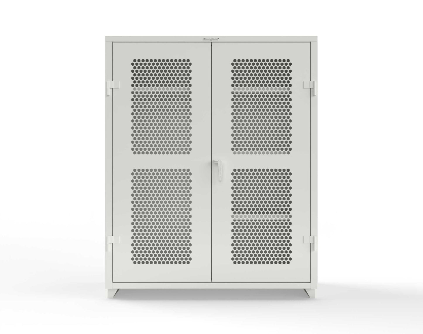Extra Heavy Duty 14 GA Ventilated (Hex) Uniform Cabinet with 4 Shelves - 60 In. W x 24 In. D x 75 In. H - 56-H-W-244-L-9003