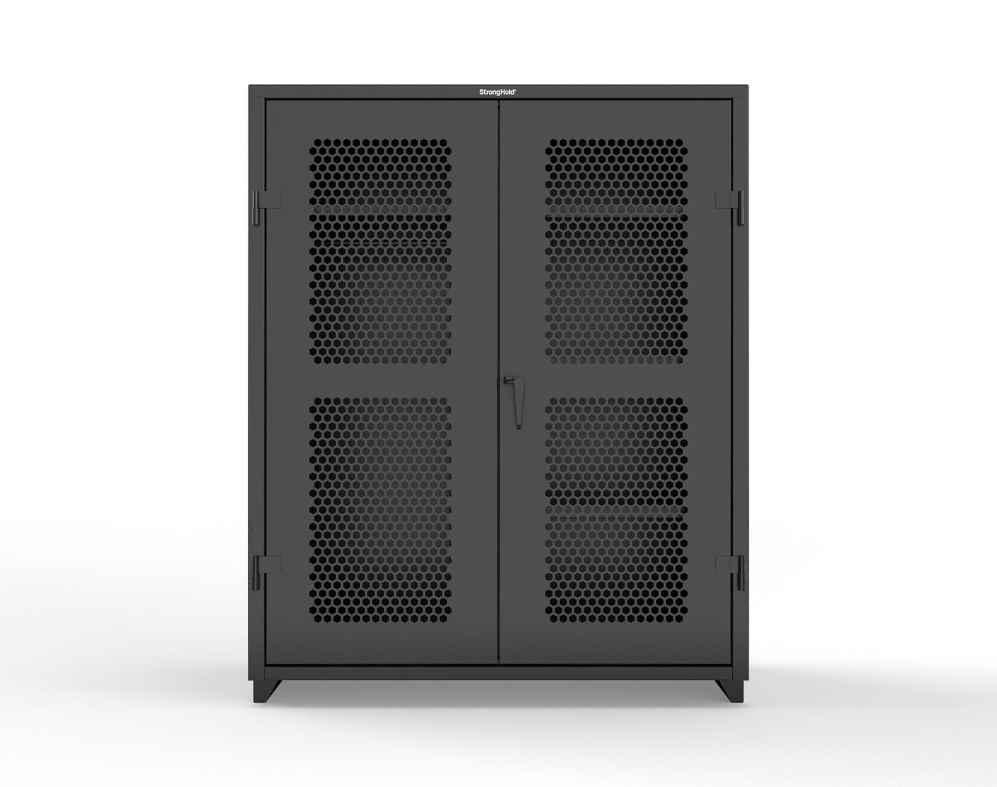 Extra Heavy Duty 14 GA Ventilated (Hex) Uniform Cabinet with 4 Shelves - 60 In. W x 24 In. D x 75 In. H - 56-H-W-244-L-9005