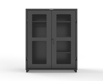 Extra Heavy Duty 14 GA Ventilated (Hex) Uniform Cabinet with 4 Shelves - 60 In. W x 24 In. D x 75 In. H - 56-H-W-244-L-9005