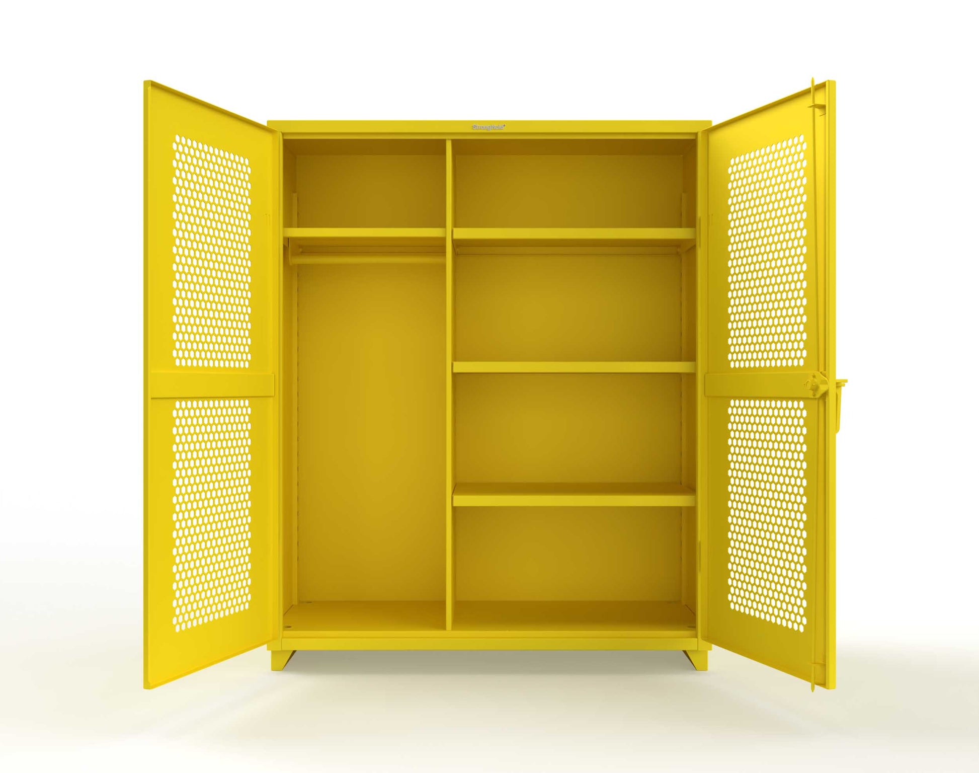 Extra Heavy Duty 14 GA Ventilated (Hex) Uniform Cabinet with 4 Shelves - 60 In. W x 24 In. D x 75 In. H - 56-H-W-244-L-1021
