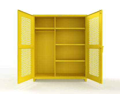 Extra Heavy Duty 14 GA Ventilated (Hex) Uniform Cabinet with 4 Shelves - 60 In. W x 24 In. D x 75 In. H - 56-H-W-244-L-1021
