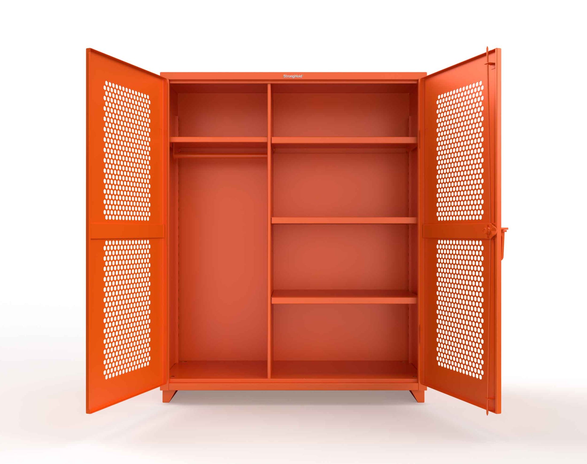 Extra Heavy Duty 14 GA Ventilated (Hex) Uniform Cabinet with 4 Shelves - 60 In. W x 24 In. D x 75 In. H - 56-H-W-244-L-2009