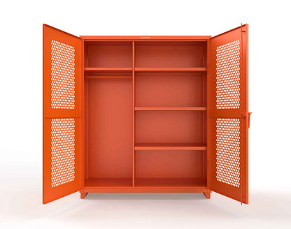 Extra Heavy Duty 14 GA Ventilated (Hex) Uniform Cabinet with 4 Shelves - 60 In. W x 24 In. D x 75 In. H - 56-H-W-244-L-2009