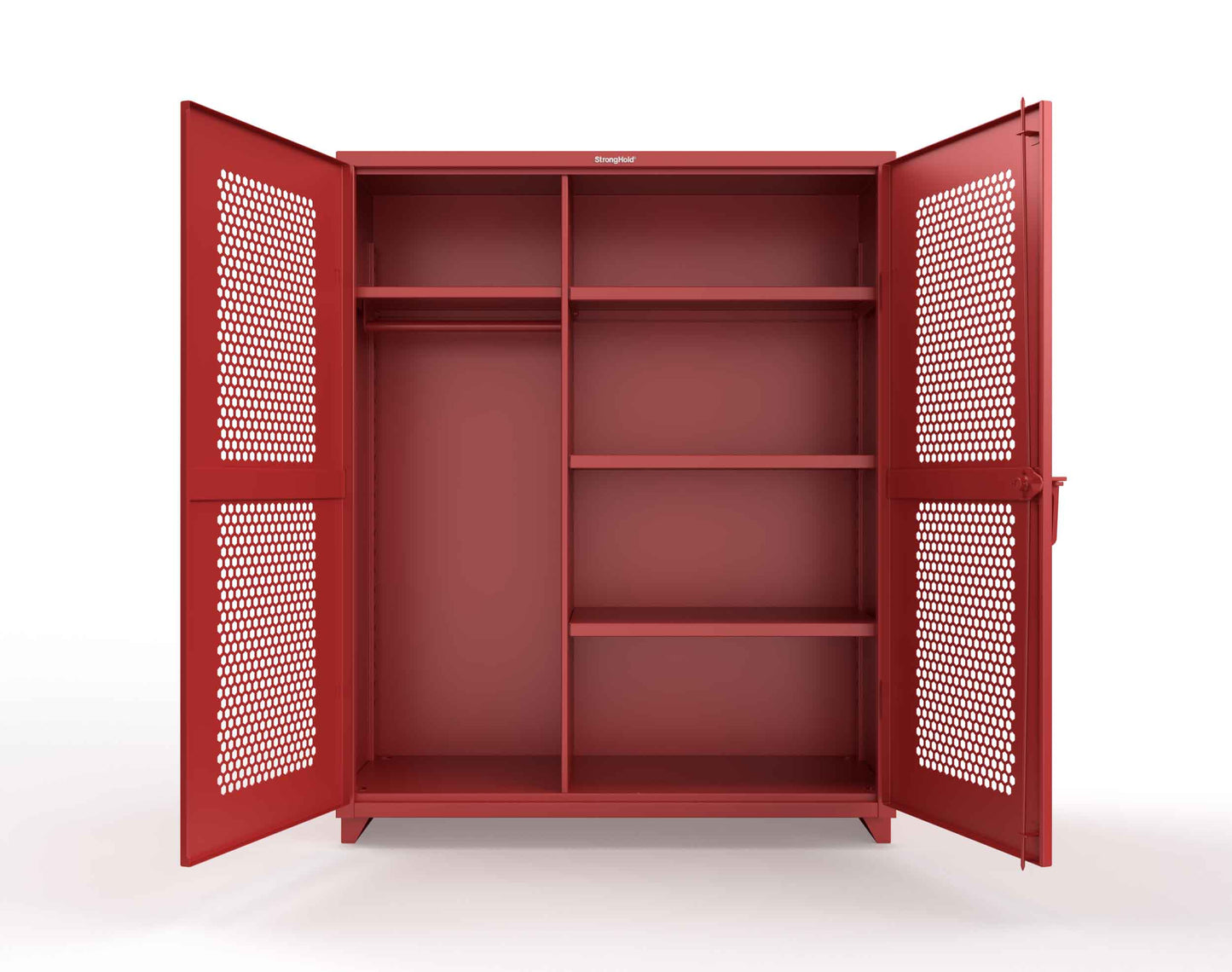 Extra Heavy Duty 14 GA Ventilated (Hex) Uniform Cabinet with 4 Shelves - 60 In. W x 24 In. D x 75 In. H - 56-H-W-244-L-3001