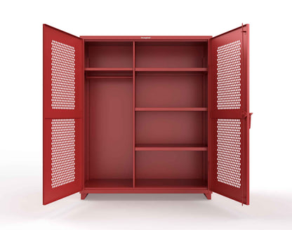 Extra Heavy Duty 14 GA Ventilated (Hex) Uniform Cabinet with 4 Shelves - 60 In. W x 24 In. D x 75 In. H - 56-H-W-244-L-3001