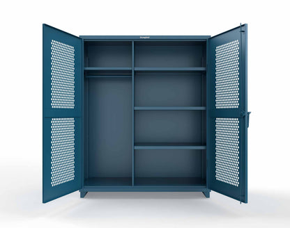 Extra Heavy Duty 14 GA Ventilated (Hex) Uniform Cabinet with 4 Shelves - 60 In. W x 24 In. D x 75 In. H - 56-H-W-244-L-5001
