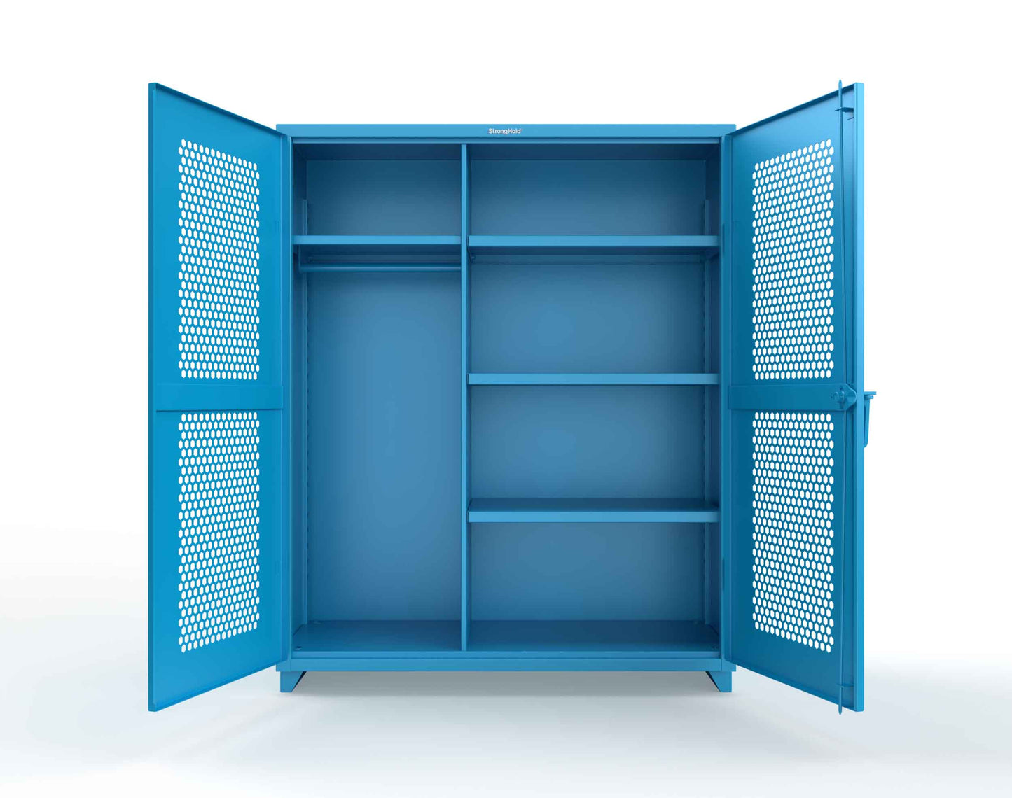 Extra Heavy Duty 14 GA Ventilated (Hex) Uniform Cabinet with 4 Shelves - 60 In. W x 24 In. D x 75 In. H - 56-H-W-244-L-5012