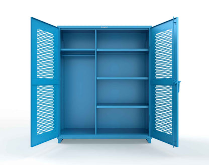 Extra Heavy Duty 14 GA Ventilated (Hex) Uniform Cabinet with 4 Shelves - 60 In. W x 24 In. D x 75 In. H - 56-H-W-244-L-5012