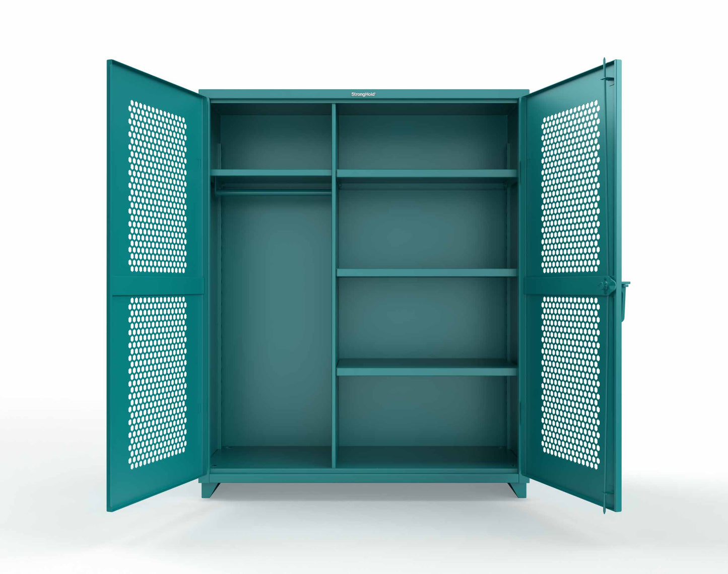 Extra Heavy Duty 14 GA Ventilated (Hex) Uniform Cabinet with 4 Shelves - 60 In. W x 24 In. D x 75 In. H - 56-H-W-244-L-5021