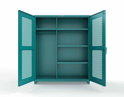 Extra Heavy Duty 14 GA Ventilated (Hex) Uniform Cabinet with 4 Shelves - 60 In. W x 24 In. D x 75 In. H - 56-H-W-244-L-5021